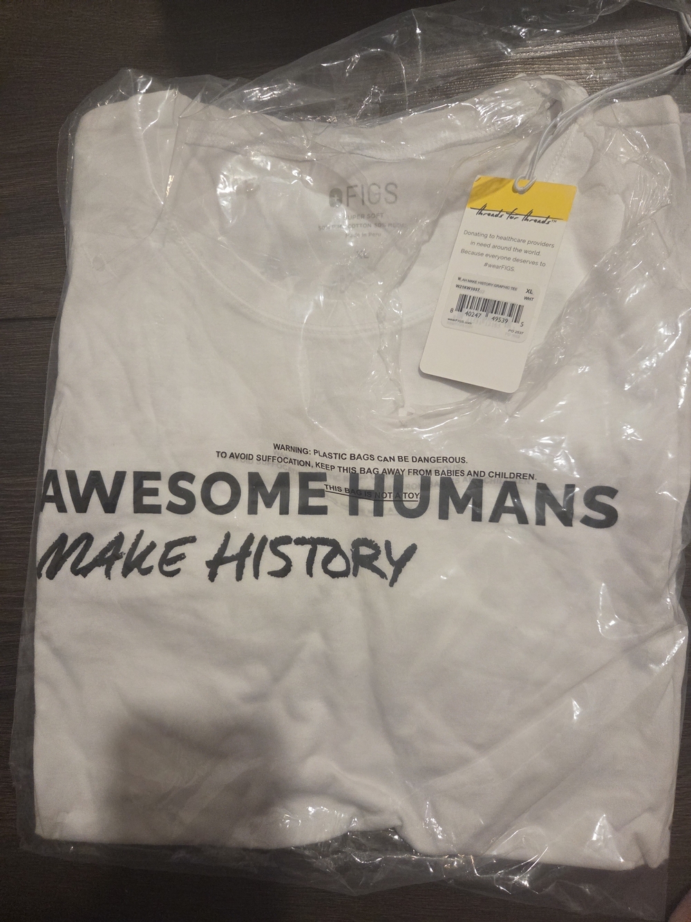 Figs White Graphic Women's T-Shirt - "Awesome Humans Make History" Limited